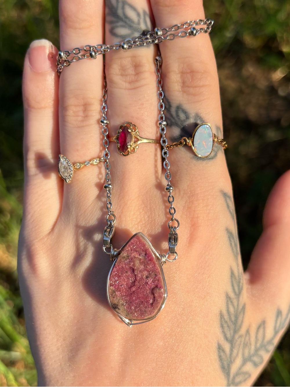 Pink calbolto calcite interchangeable necklace